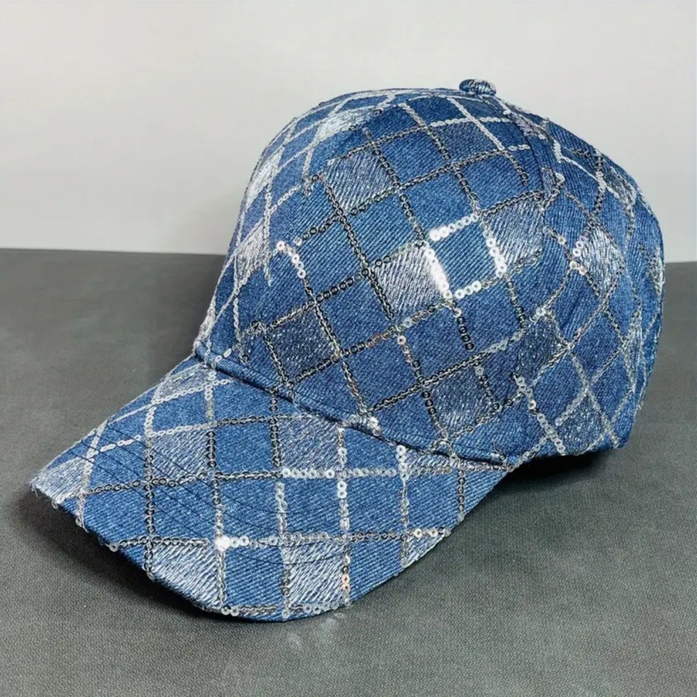 Stylish Blue Sequined Women's Hat NIP